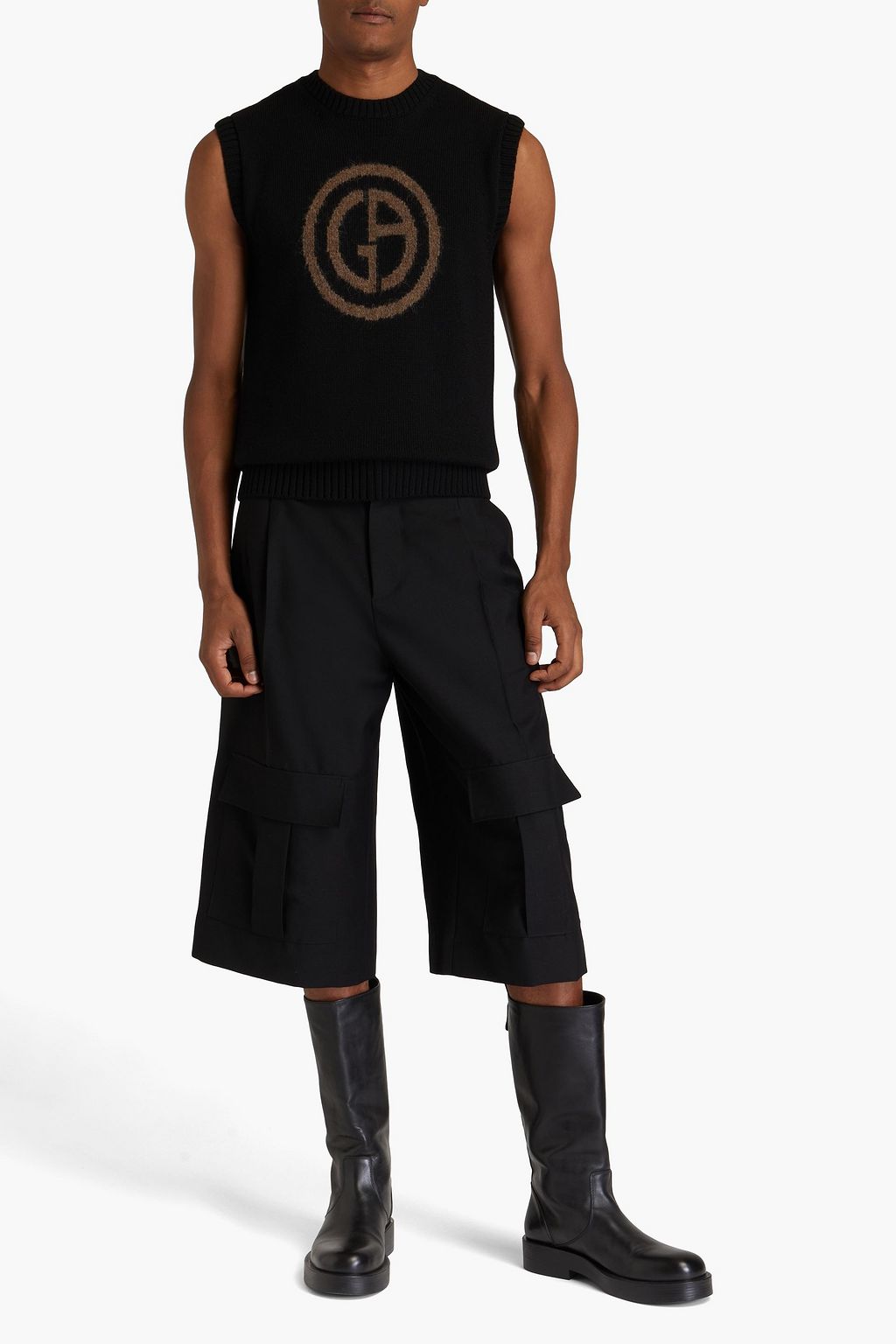 GIORGIO ARMANI Jacquard-knit wool vest