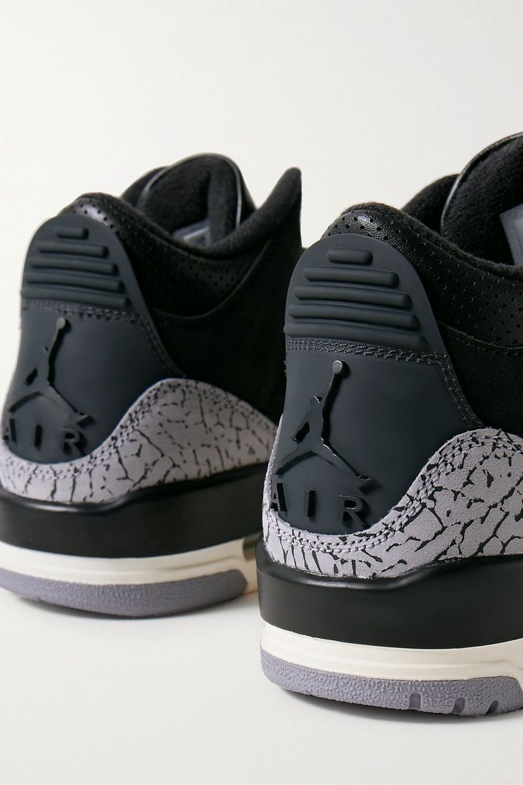 NIKE Air Jordan 3 Retro logo-embroidered suede and leather sneakers