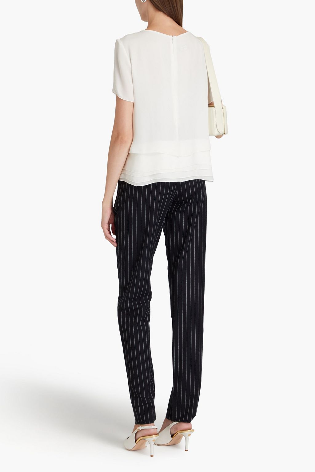 EMPORIO ARMANI Layered silk-chiffon top