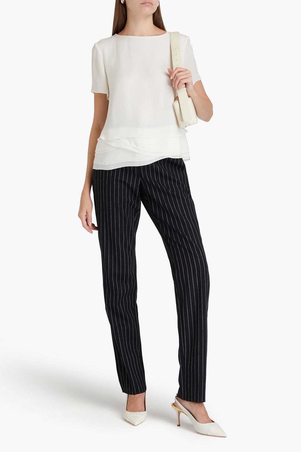 EMPORIO ARMANI Layered silk-chiffon top