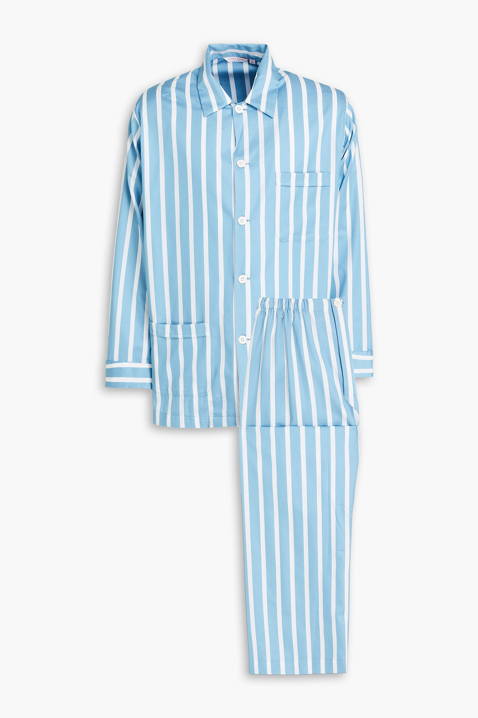 Derek Rose Striped Cotton Pajama Set In Light Blue