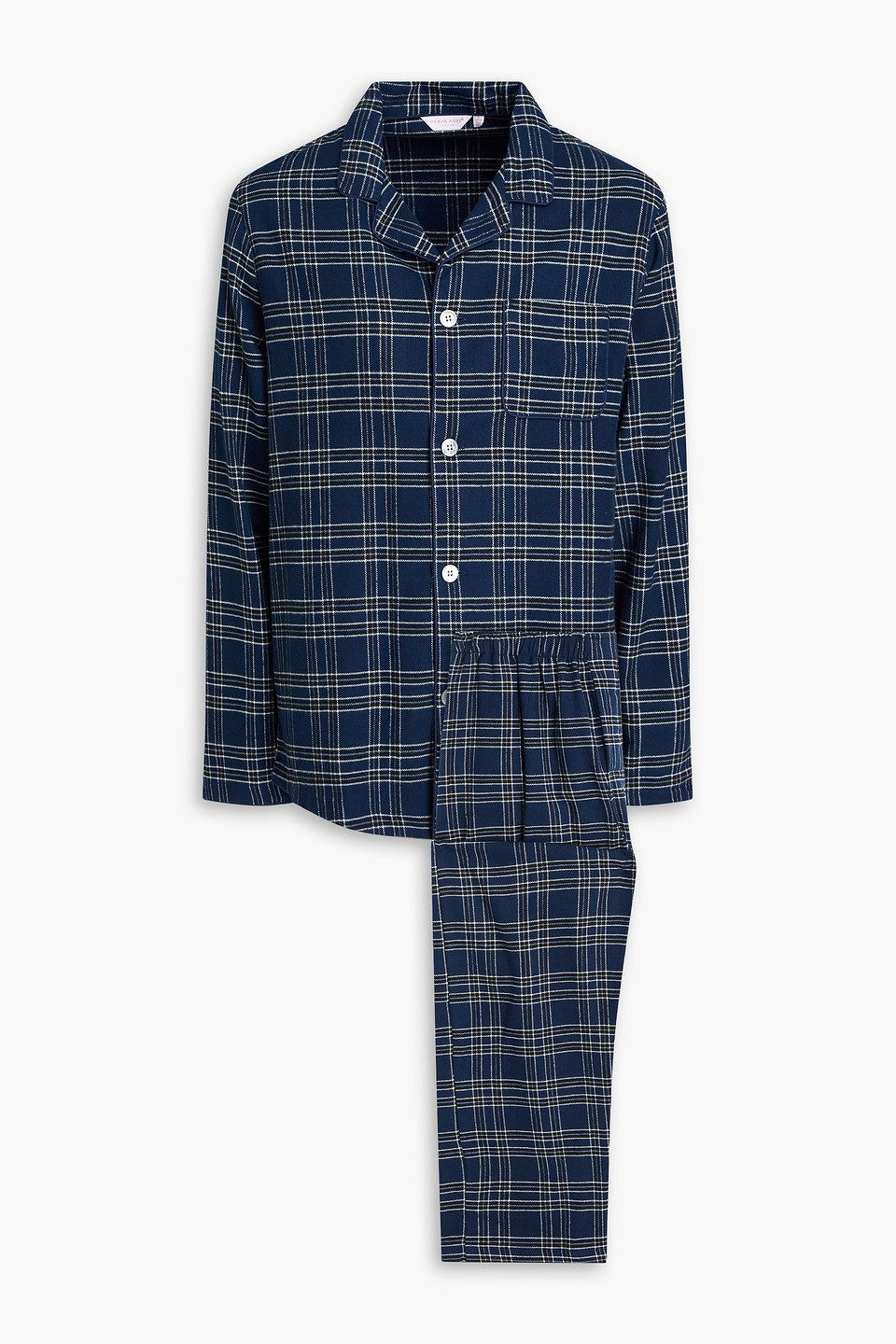 Checked cotton-flannel pajama set