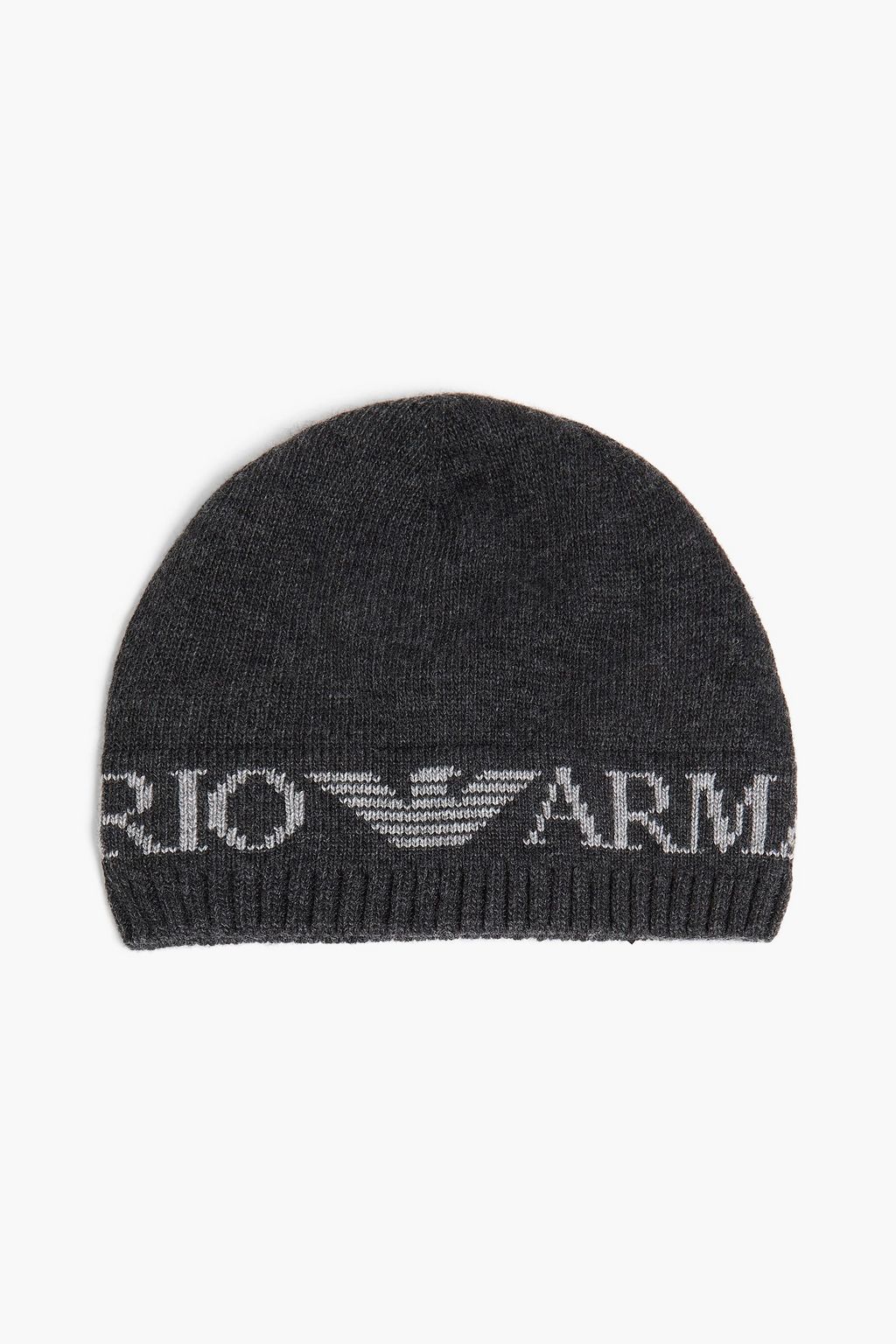 EMPORIO ARMANI طقم وشاح وقبعة بيني من نسيج محبوك