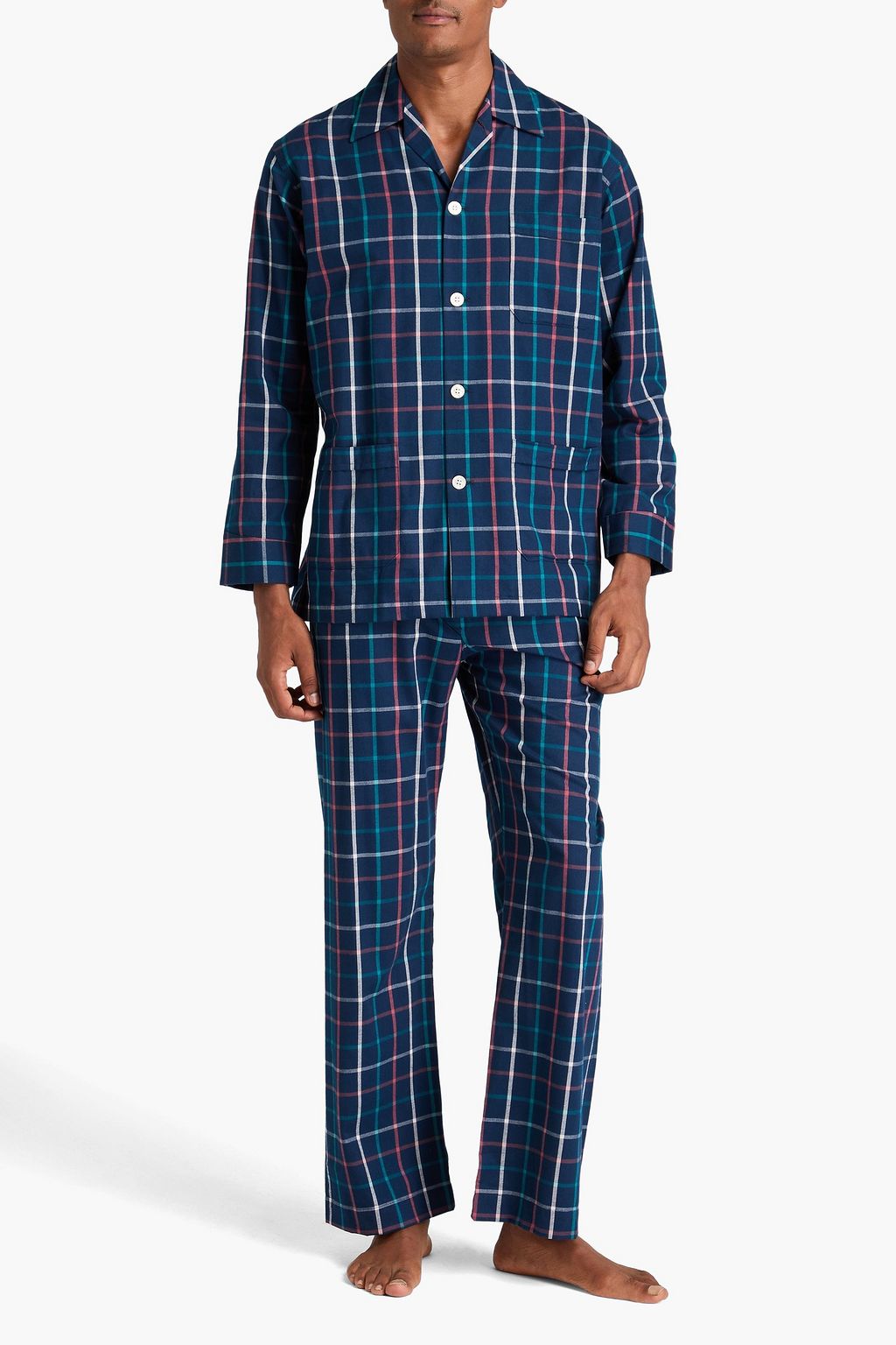 DEREK ROSE Checked cotton pajama set
