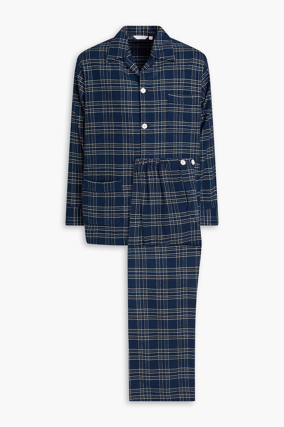 Derek Rose Checked Cotton-flannel Pyjama Set In Navy