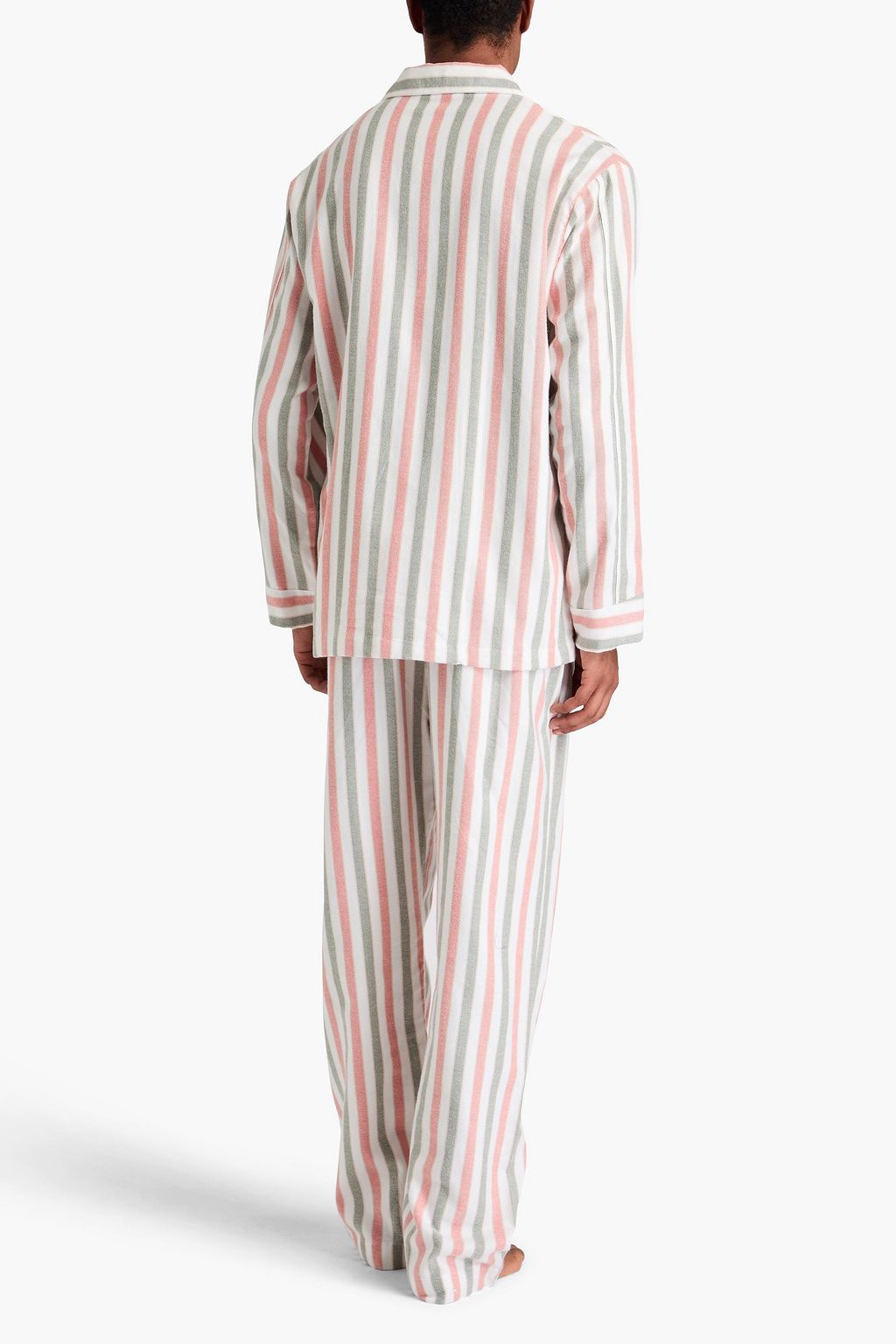 DEREK ROSE Striped cotton-flannel pajama set