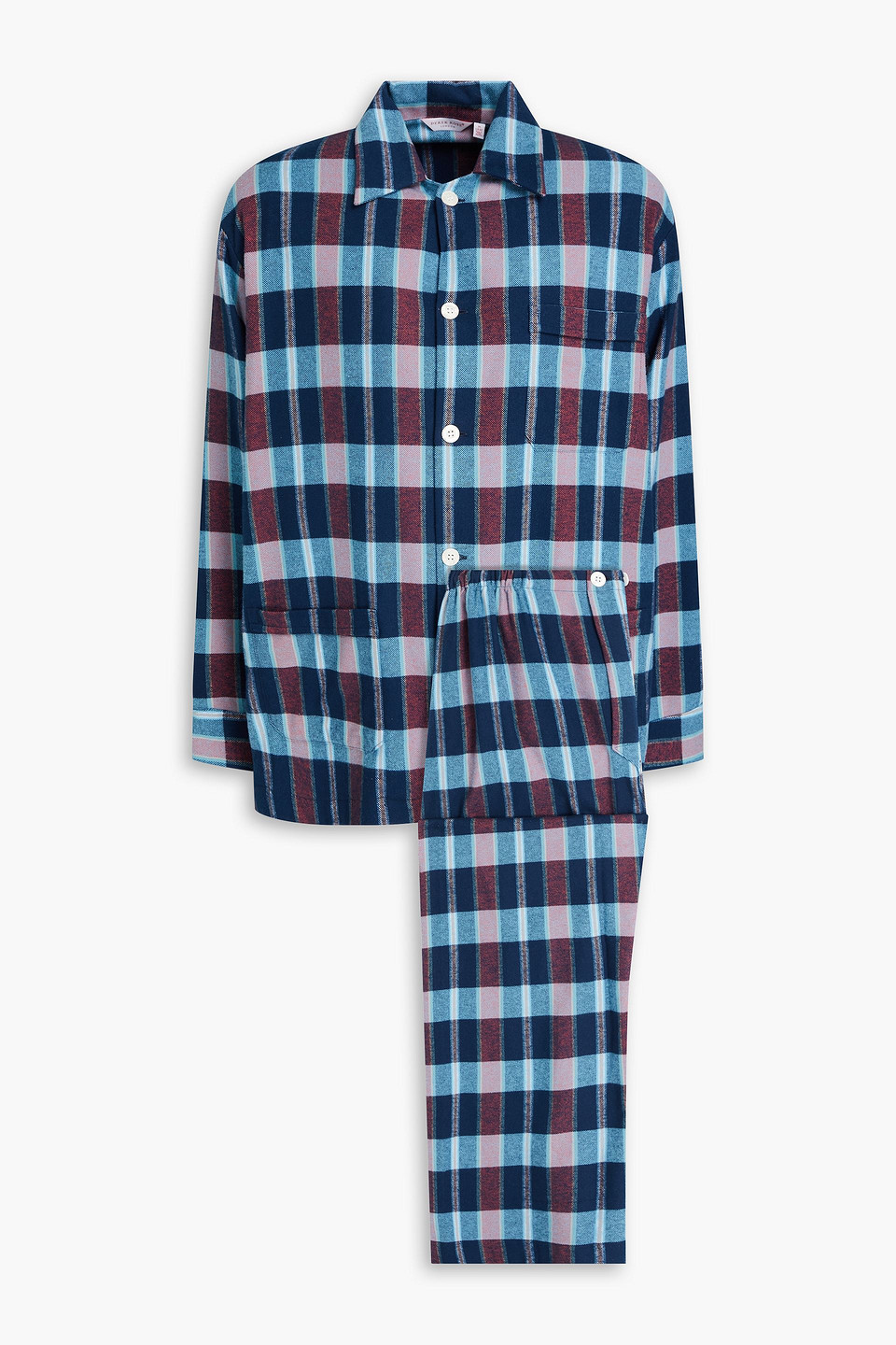 Checked cotton-flannel pajama set
