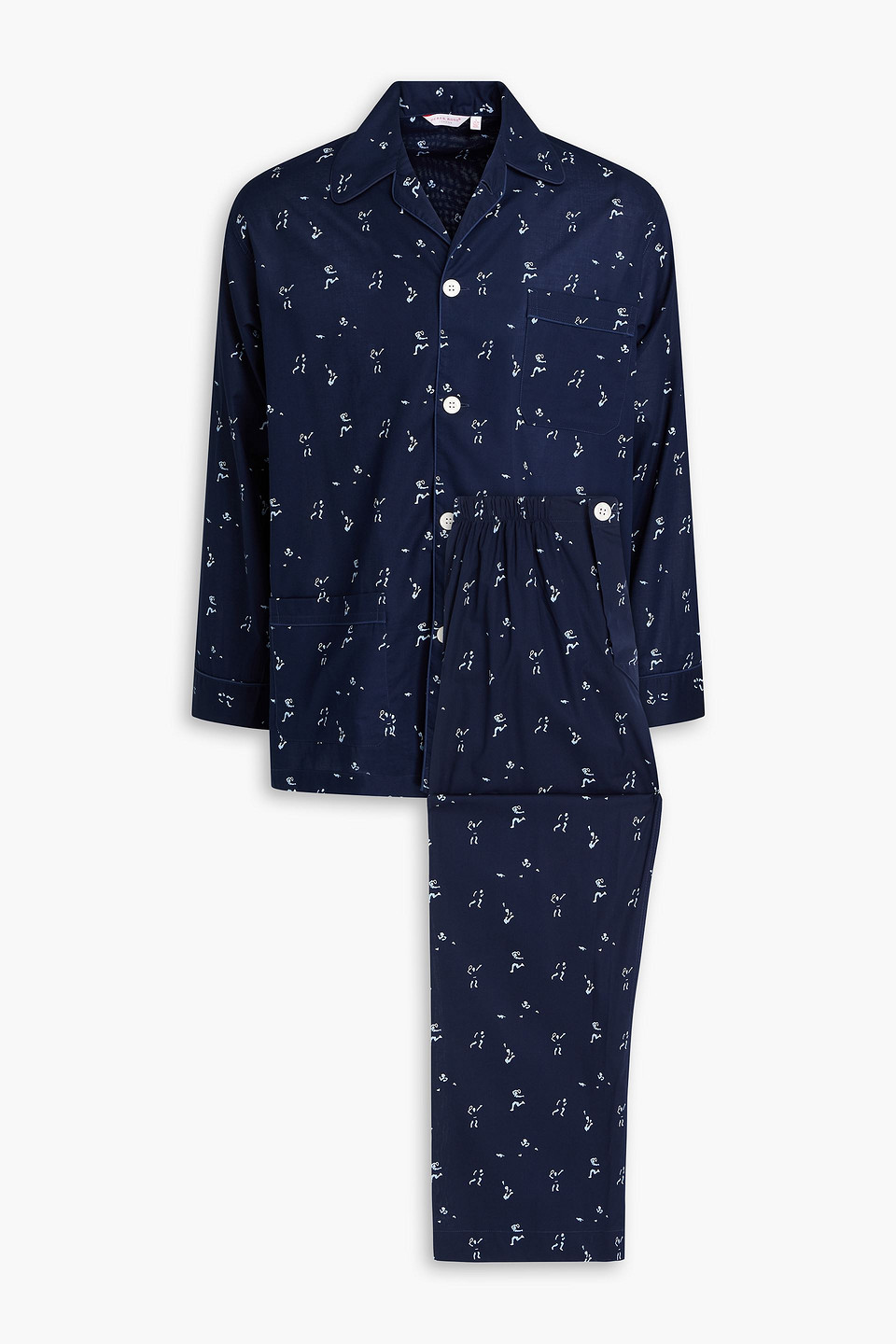 Derek Rose Printed Cotton Pyjama Set In Navy