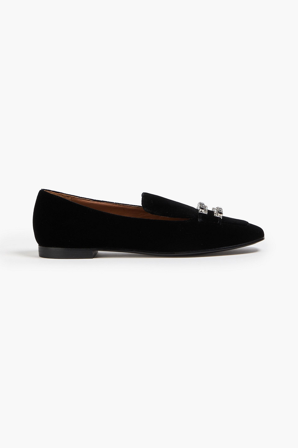 Emporio Armani - Crystal-embellished velvet loafers - Black - EU 35