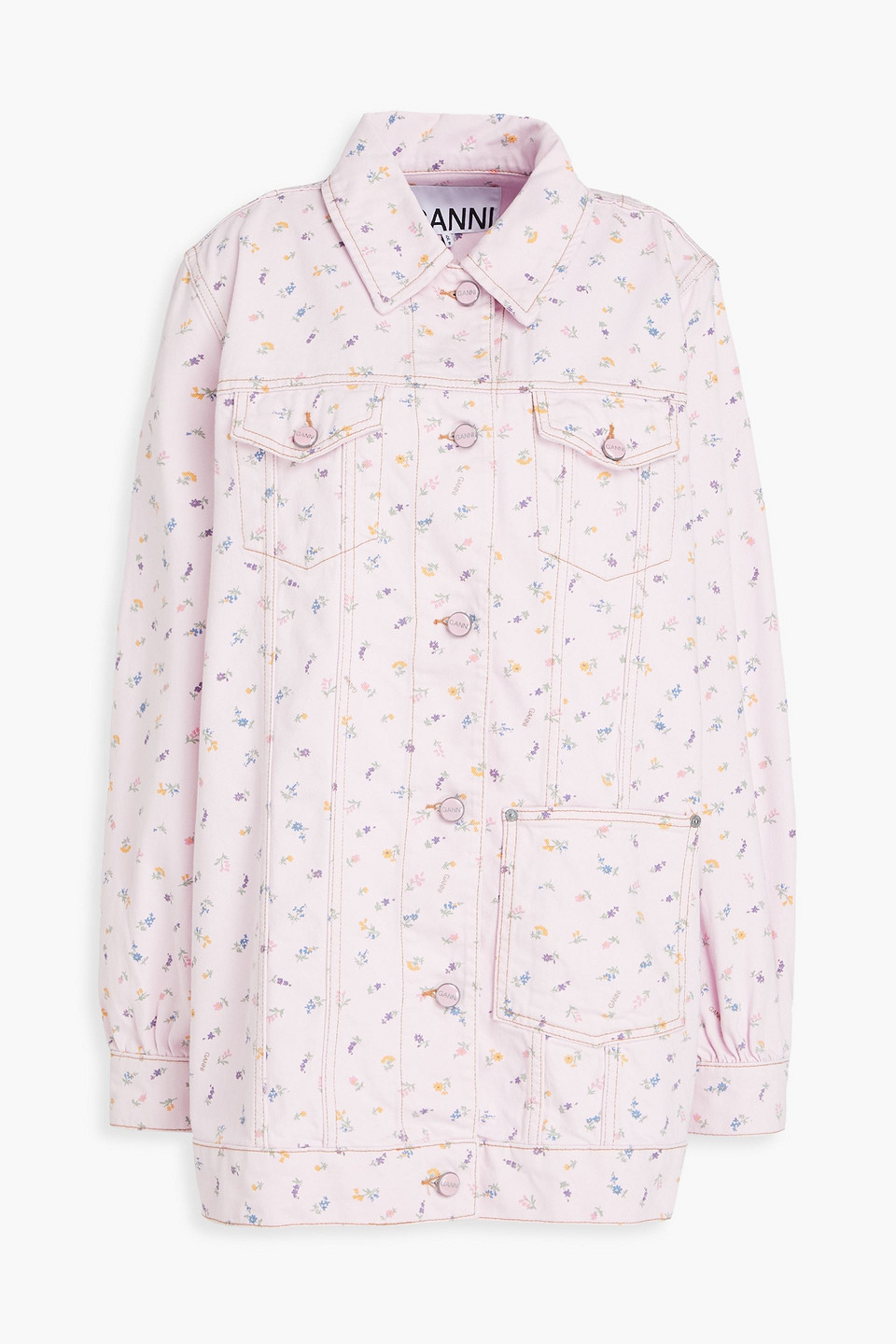 GANNI - Floral-print denim jacket - Pink - S/M
