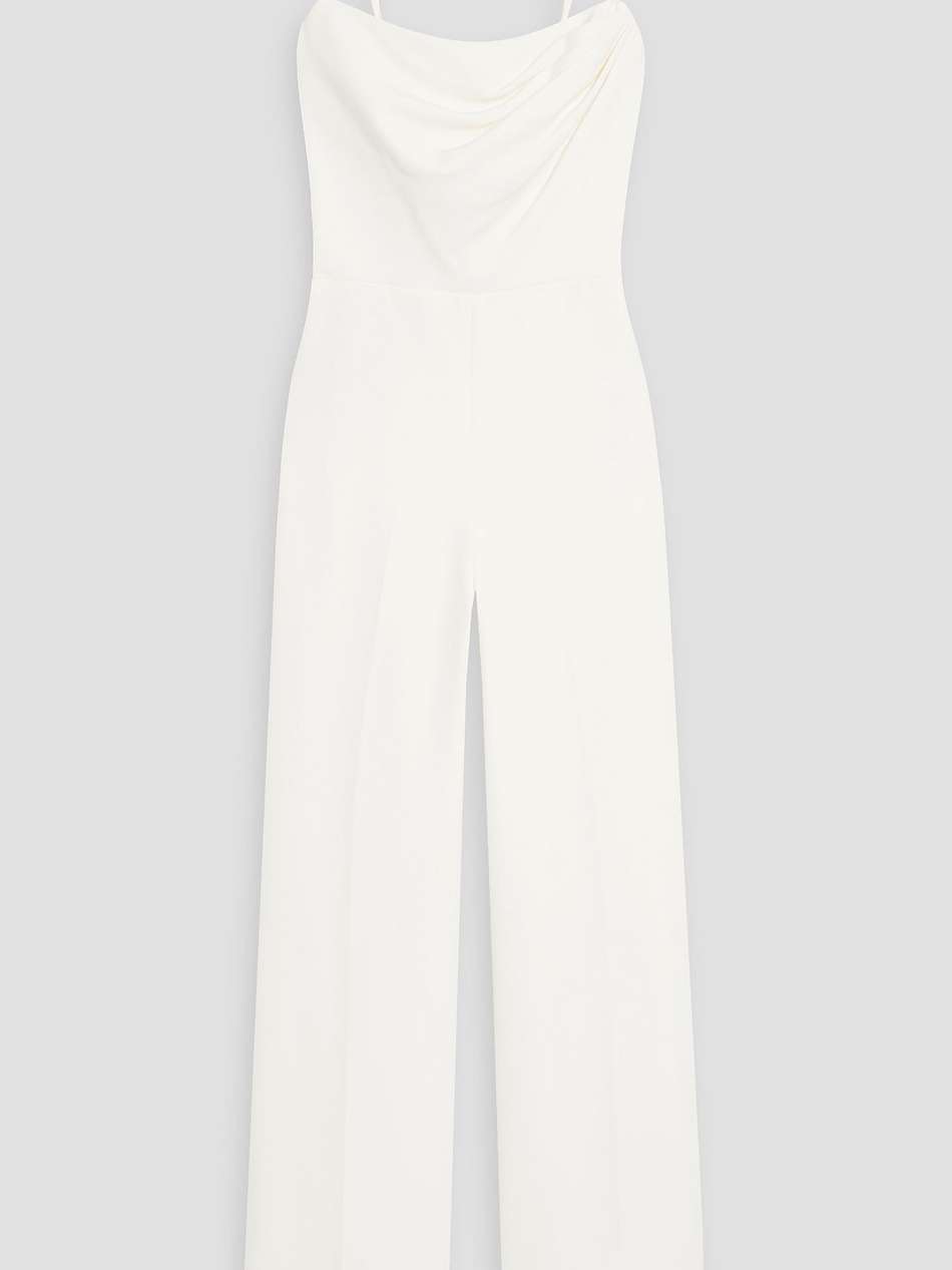 brea chain-embellished stretch-crepe wide-leg jumpsuit
