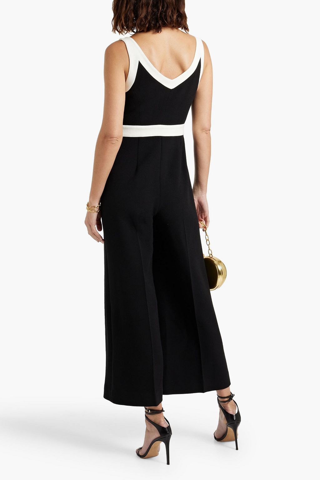 MOSCHINO Two-tone crepe wide-leg jumpsuit
