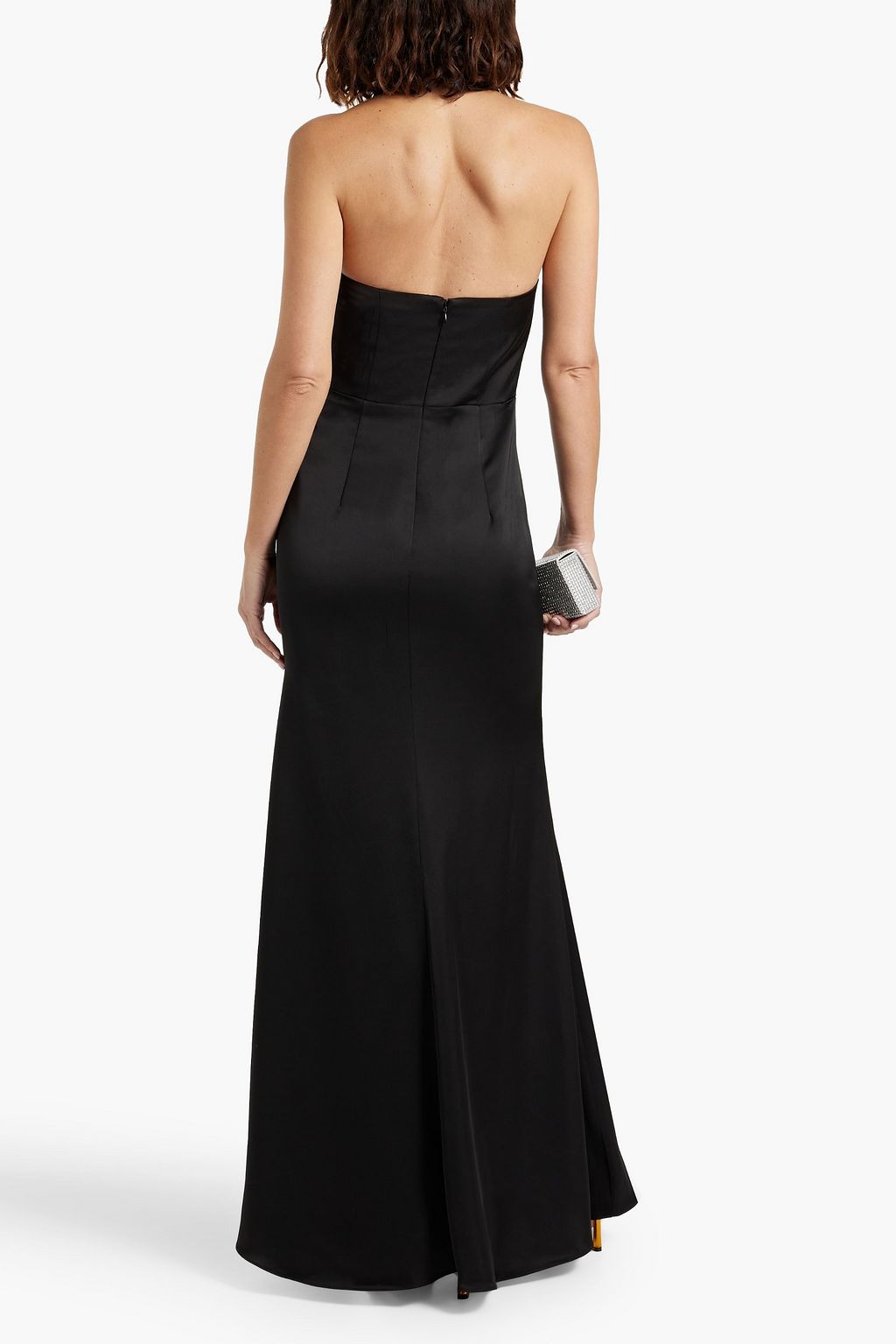 HALSTON Gemi knotted satin-crepe halterneck gown