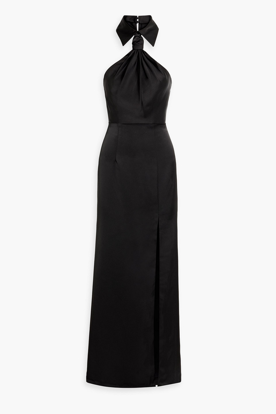 Gemi knotted satin-crepe halterneck gown