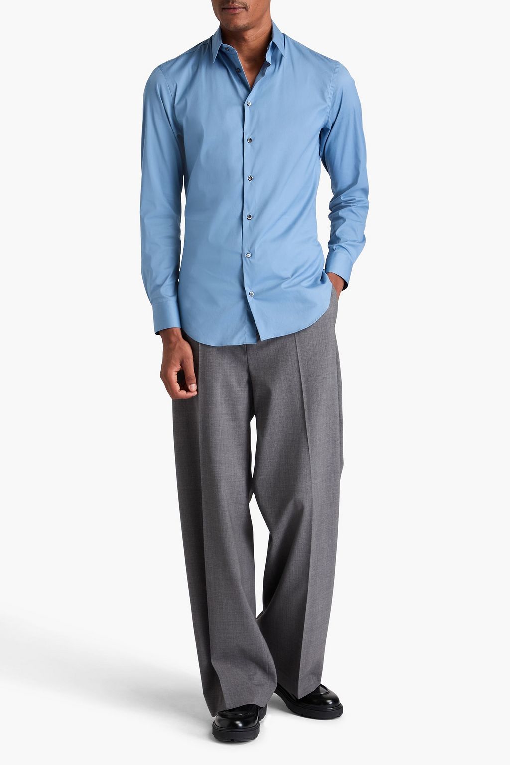 GIORGIO ARMANI Cotton-blend poplin shirt