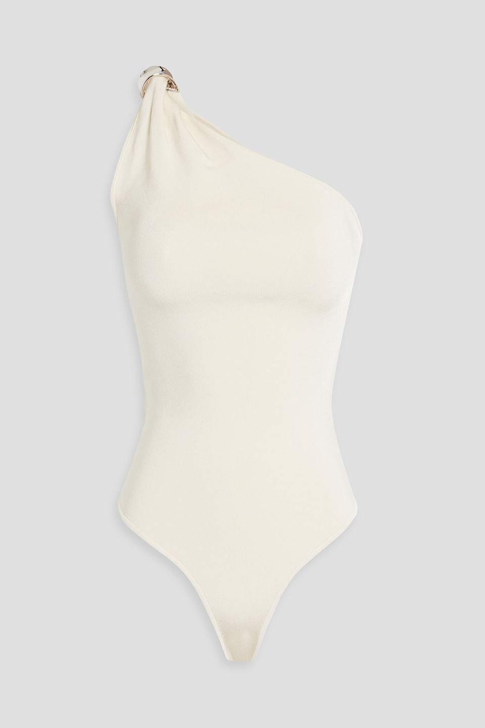 Galvan Leticia Ring-embellished One-shoulder Bodysuit In Cream