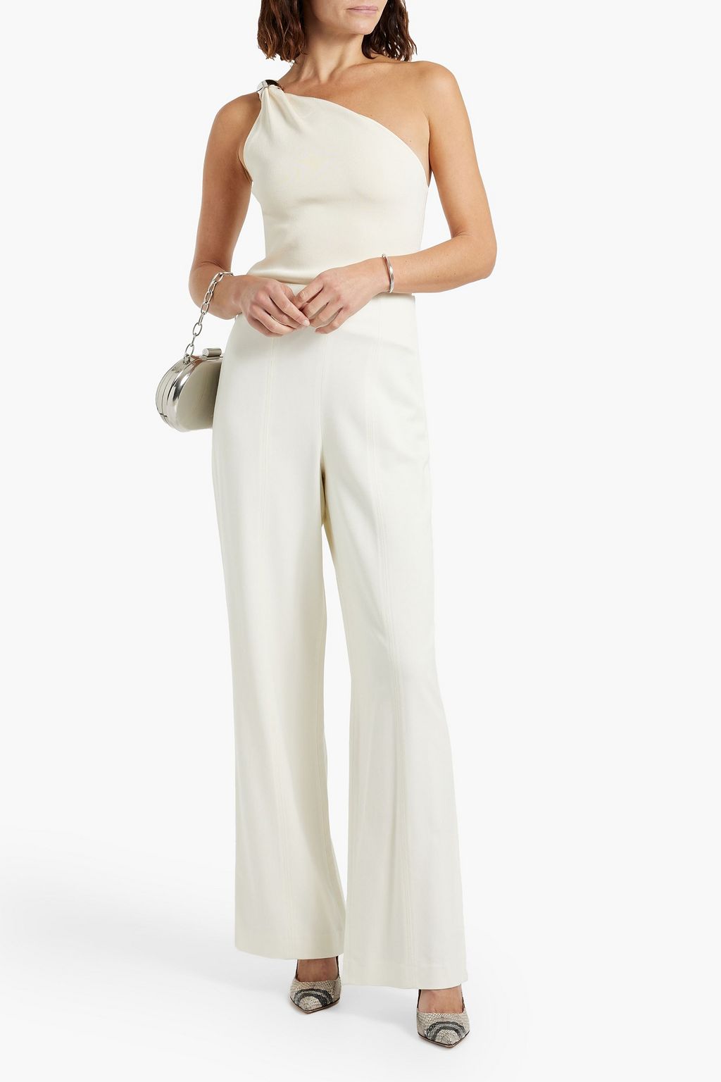 GALVAN  LONDON Leticia one-shoulder embellished stretch-knit bodysuit