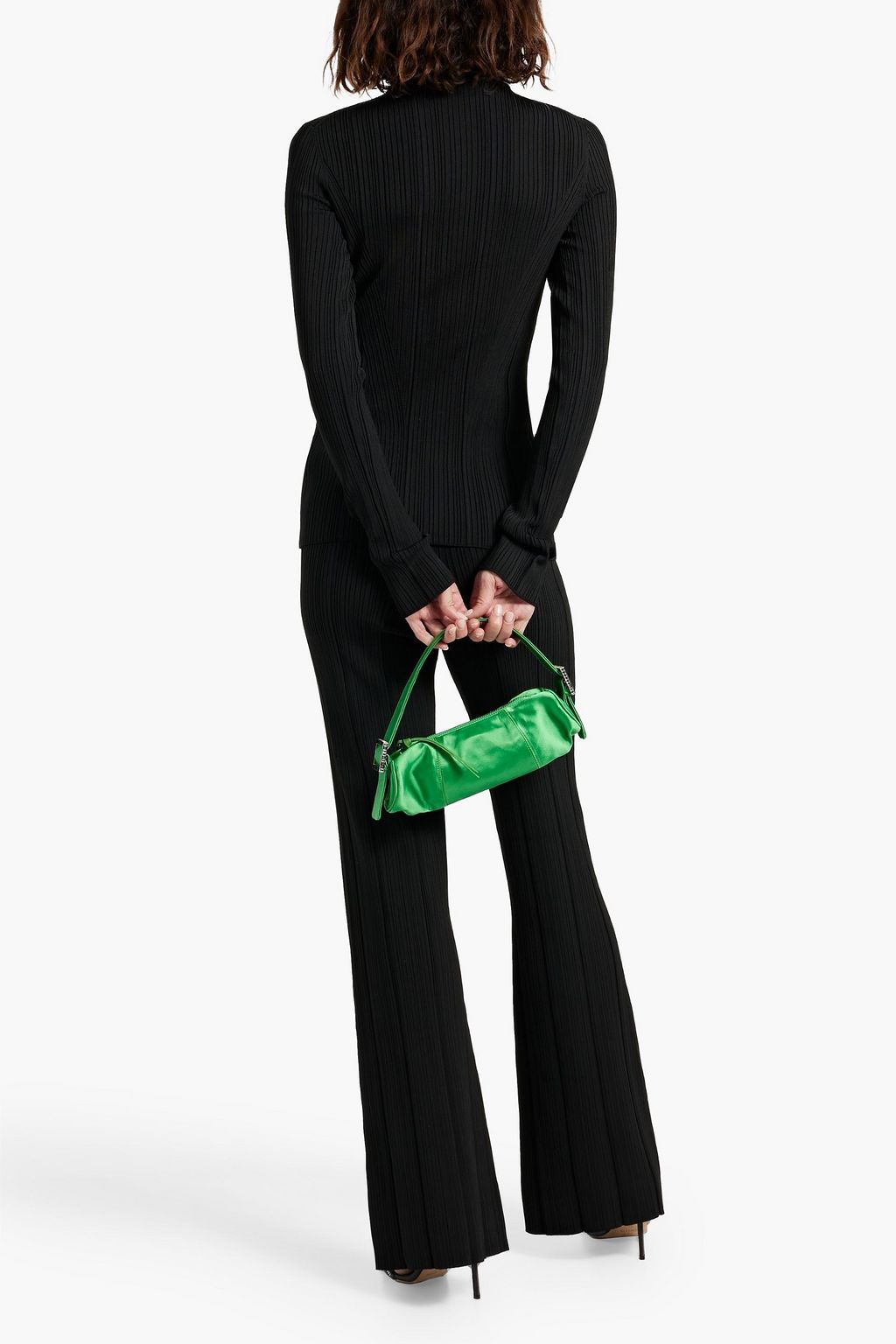 GALVAN  LONDON Plissé stretch-jersey flared pants