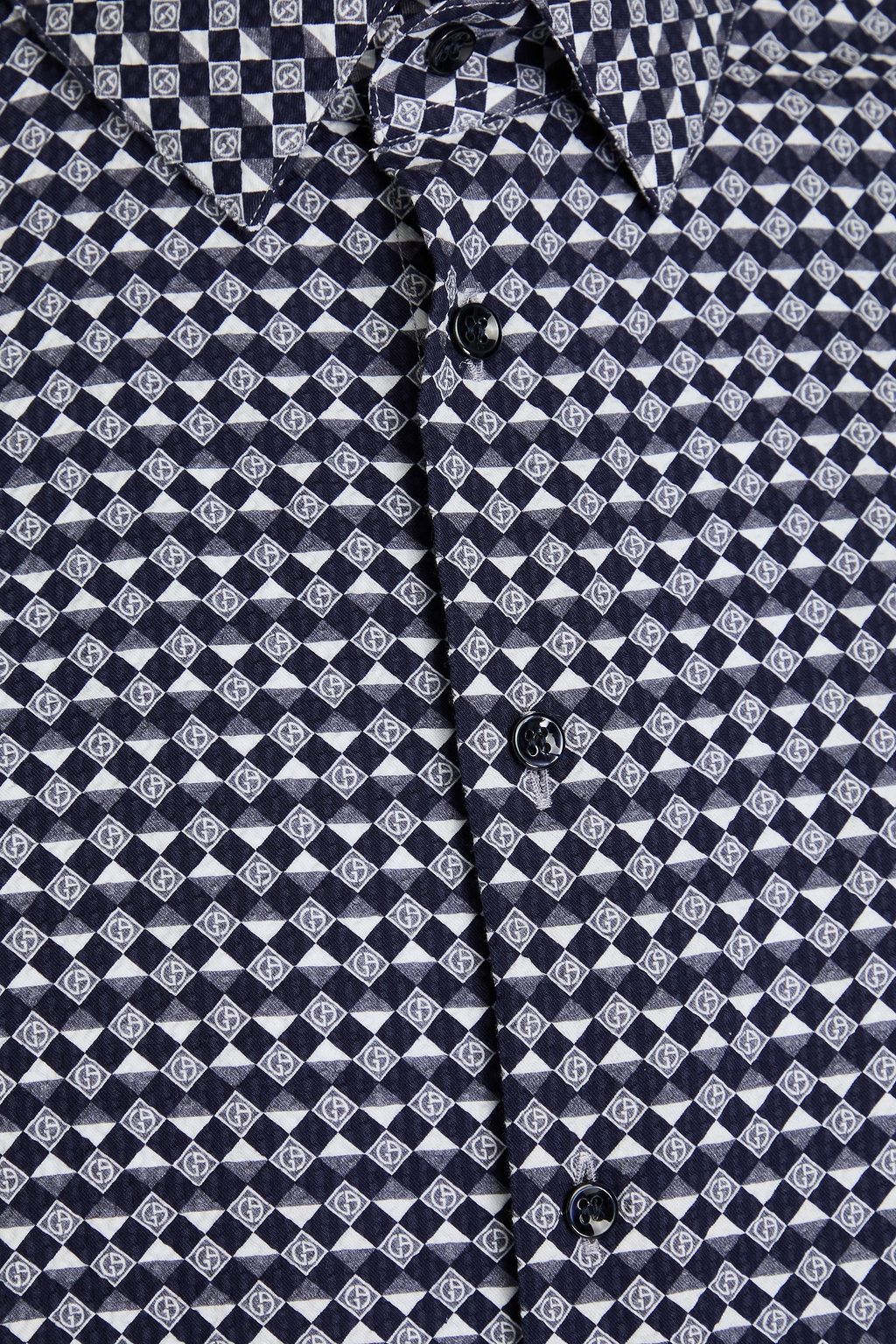 GIORGIO ARMANI Printed cotton-seersucker shirt