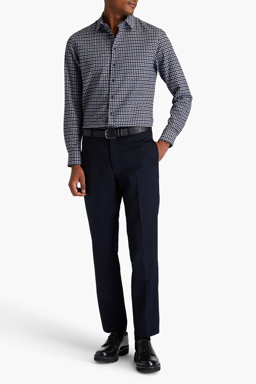 GIORGIO ARMANI Printed cotton-seersucker shirt