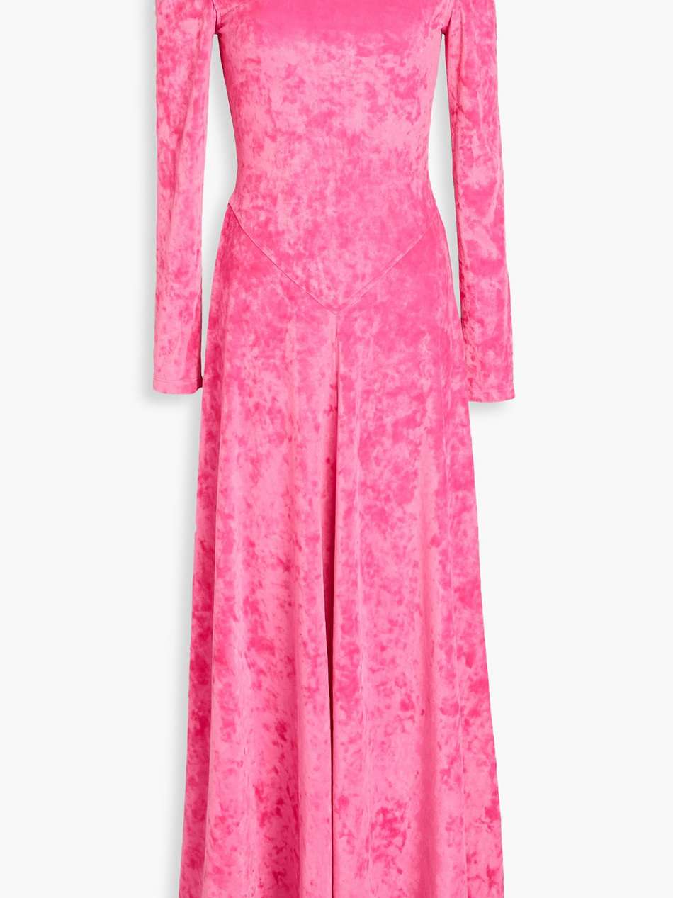 cutout stretch-velvet maxi dress