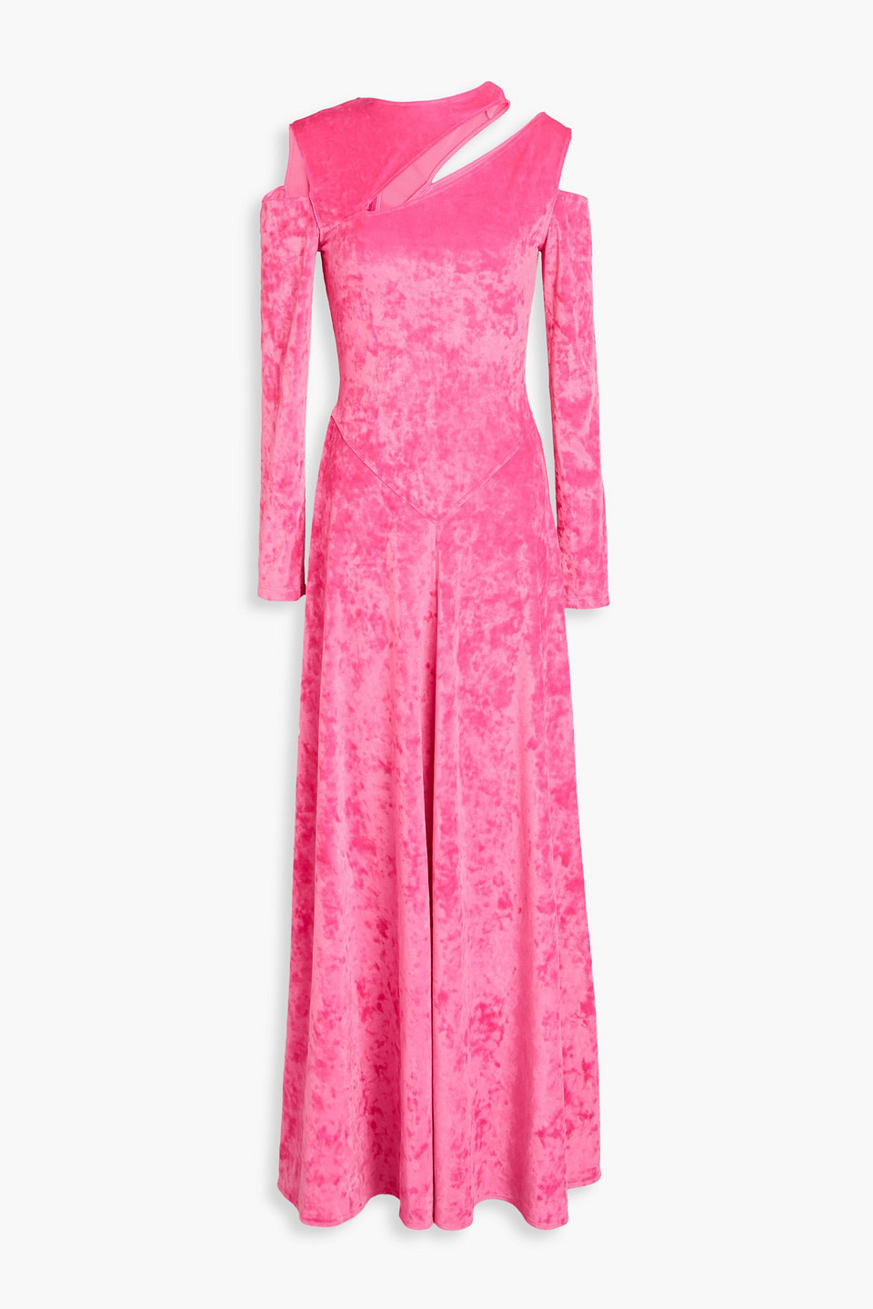 Ganni Velvet Jersey Maxi Dress In Pink