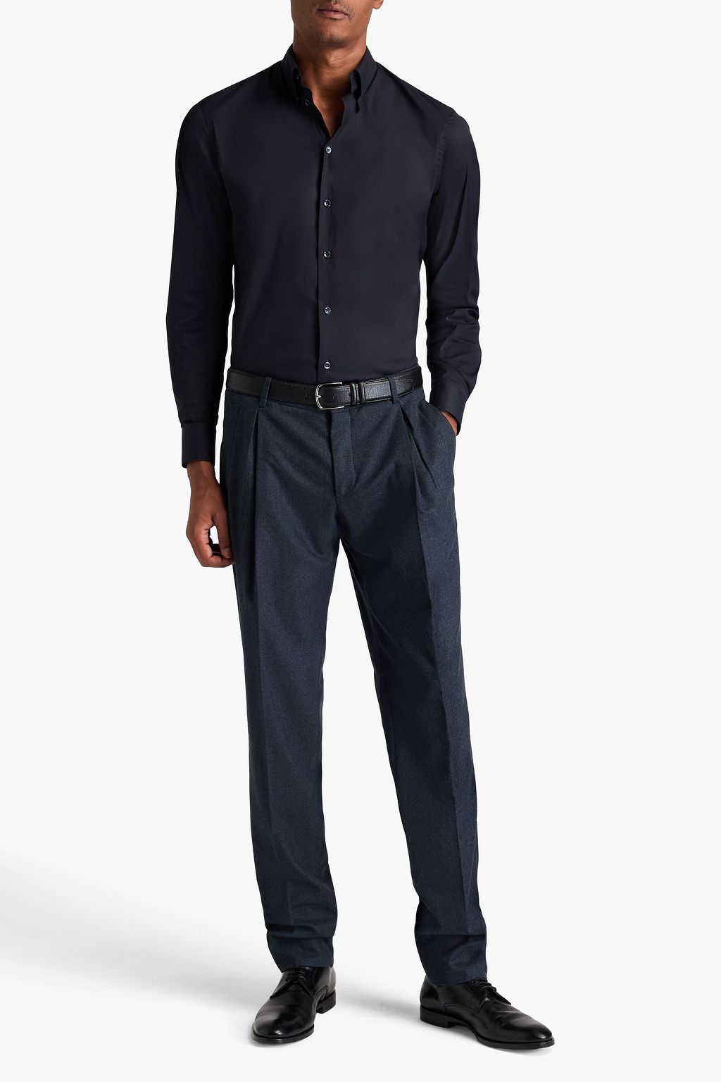 GIORGIO ARMANI Plissierte Hose aus Flanell aus einer Wollmischung