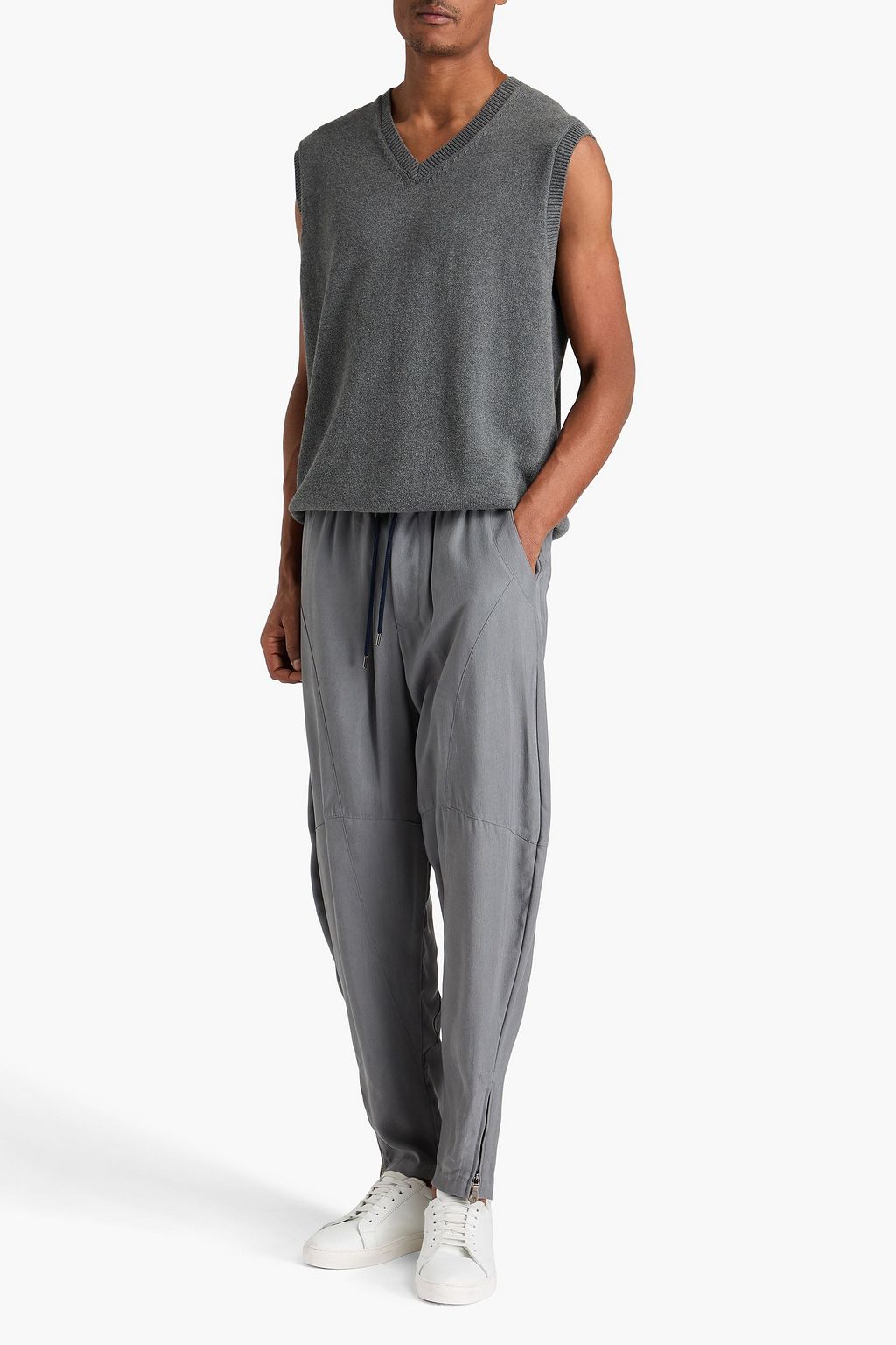 GIORGIO ARMANI Karottenhose aus vorgewaschenem Cupro mit Tunnelzug