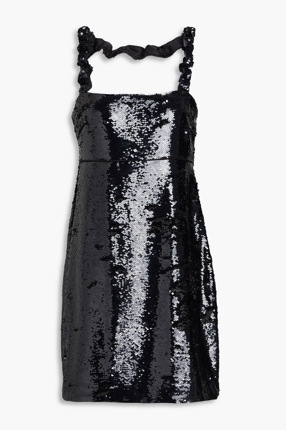 ganni - sequined crepe mini dress - black - eu 34