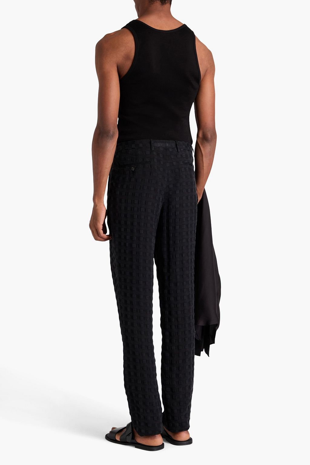 GIORGIO ARMANI Pleated washed cupro and jacquard pants