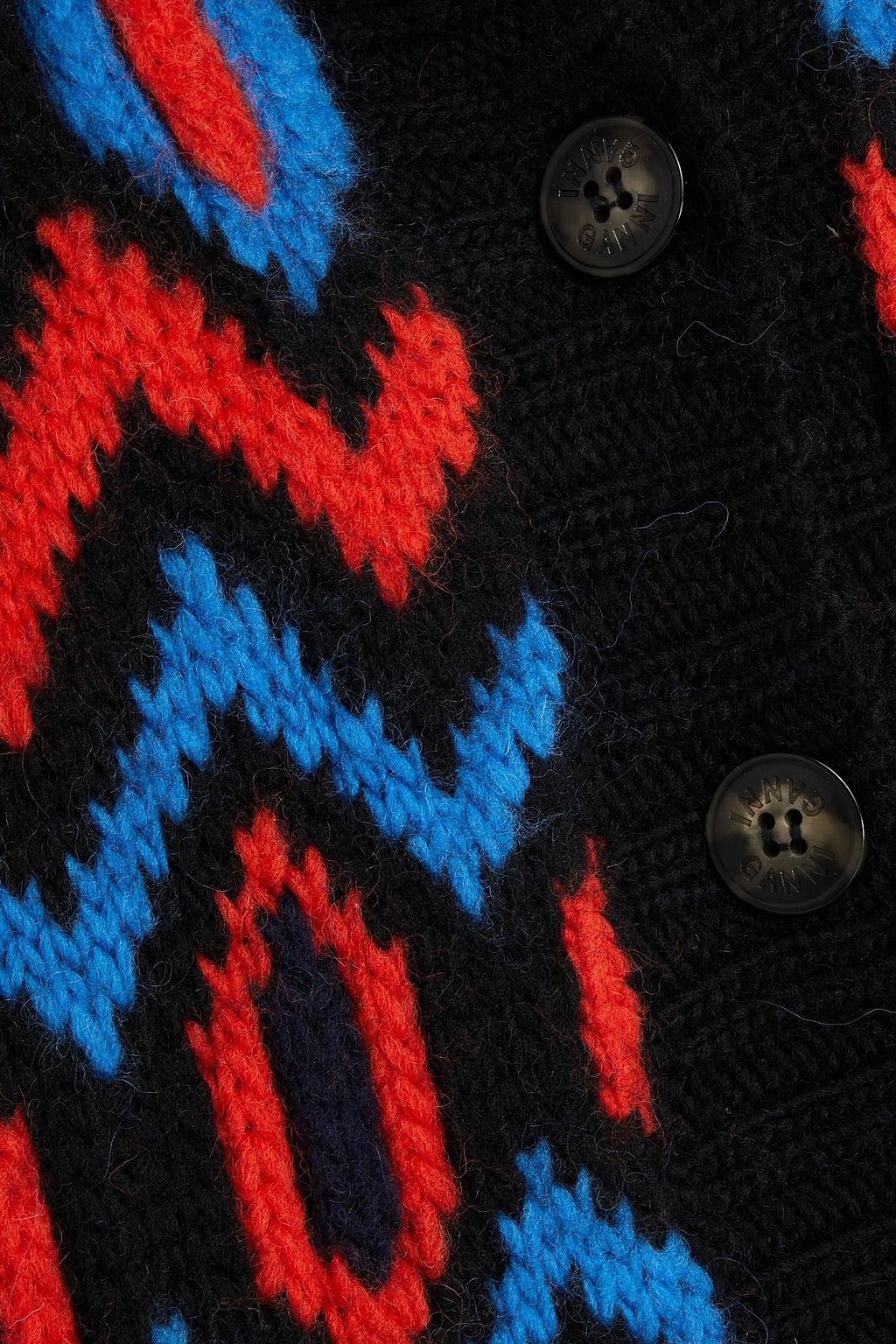 GANNI Jacquard-knit wool cardigan