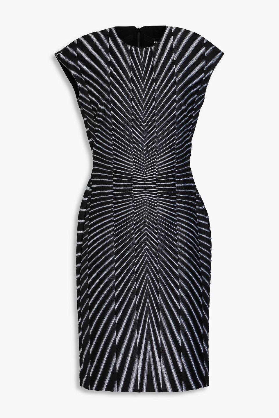 Giorgio Armani Striped Metallic Jacquard Dress In Multi