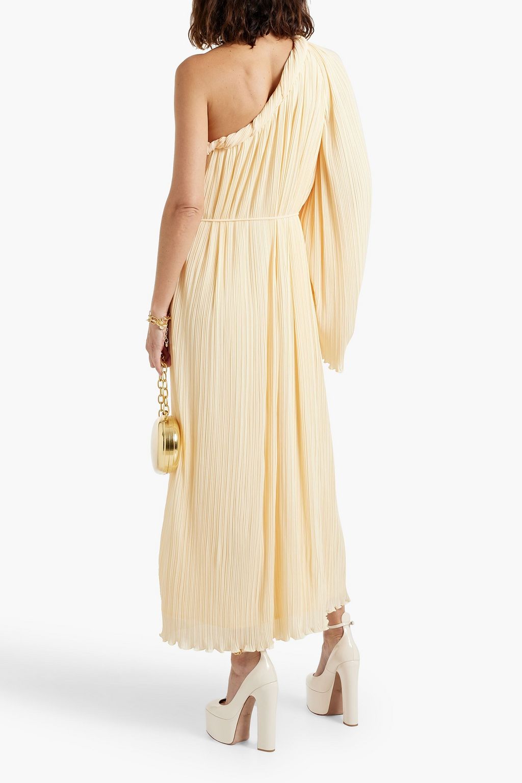 RACHEL GILBERT Crio one-sleeve plissé-crepon maxi dress