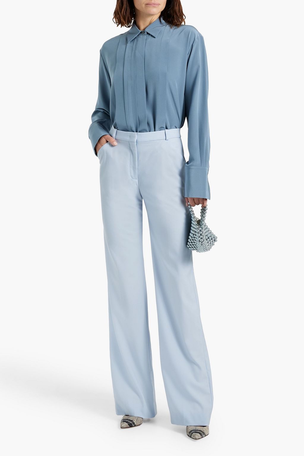 ANOTHER TOMORROW Cupro-blend wide-leg pants