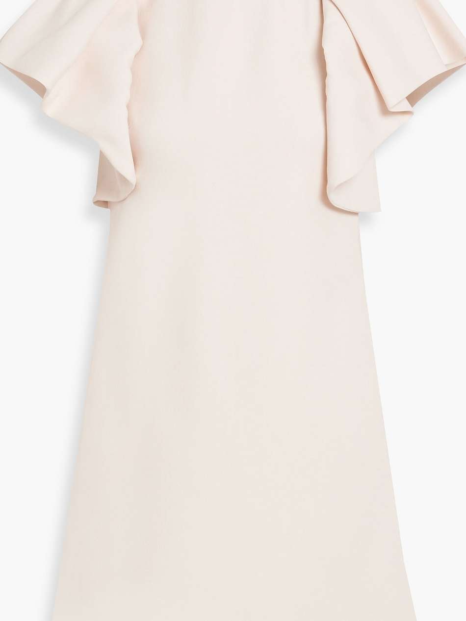 ruffled wool and silk-blend crepe mini dress