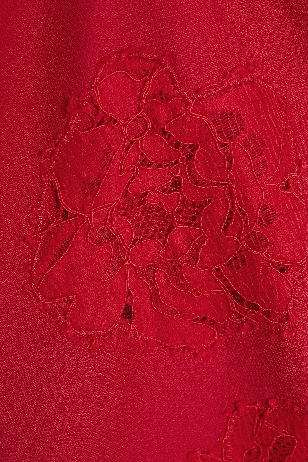 VALENTINO GARAVANI Lace-trimmed wool and silk-blend crepe mini dress