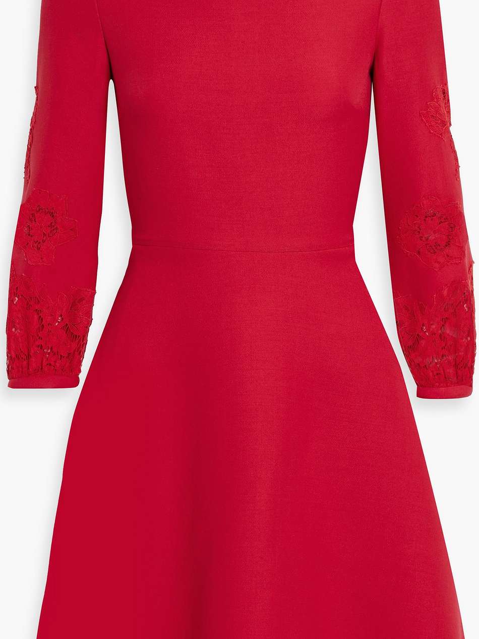 corded lace-trimmed wool and silk-blend mini dress