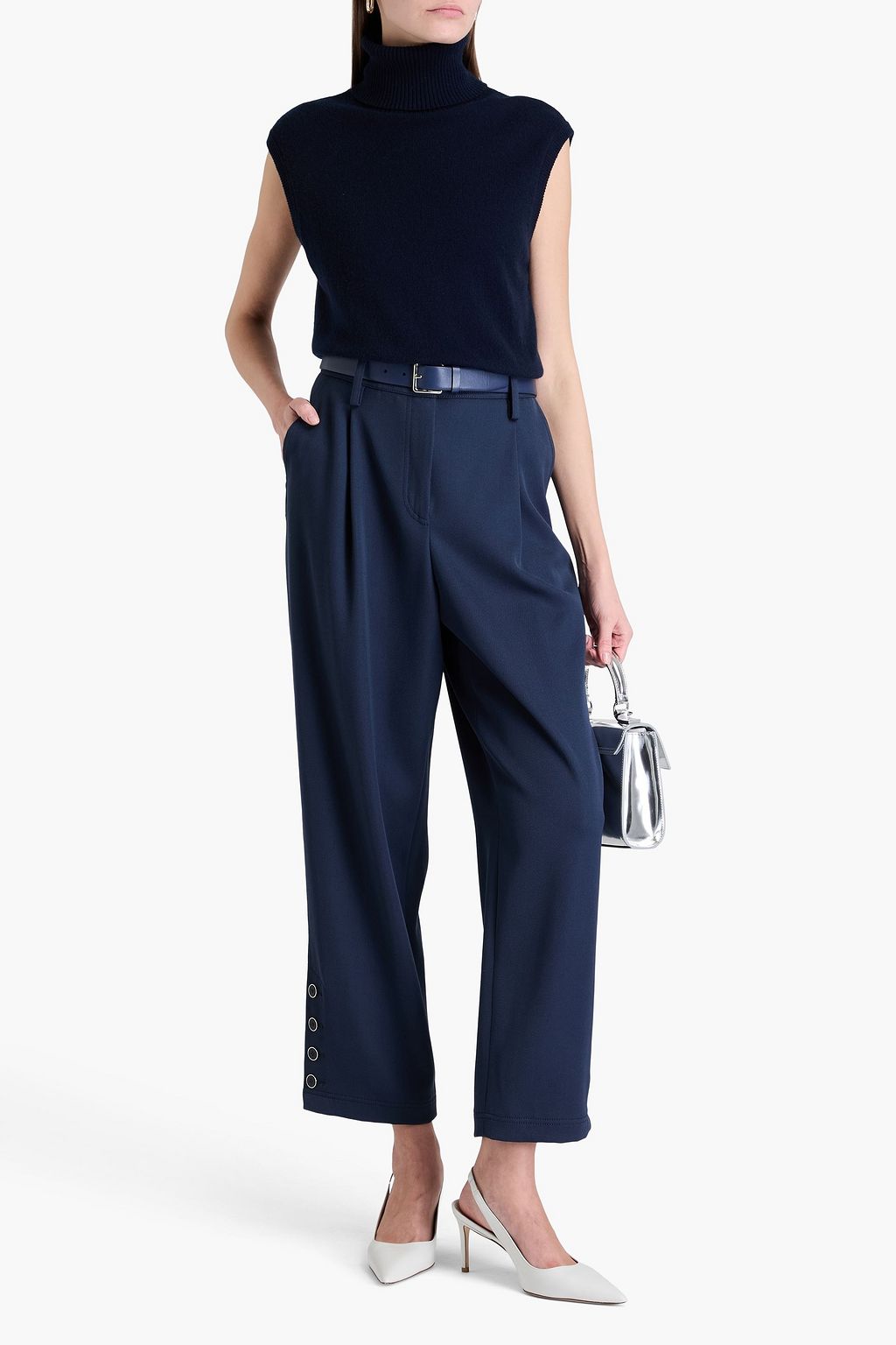 GIORGIO ARMANI Pleated wool-twill tapered pants