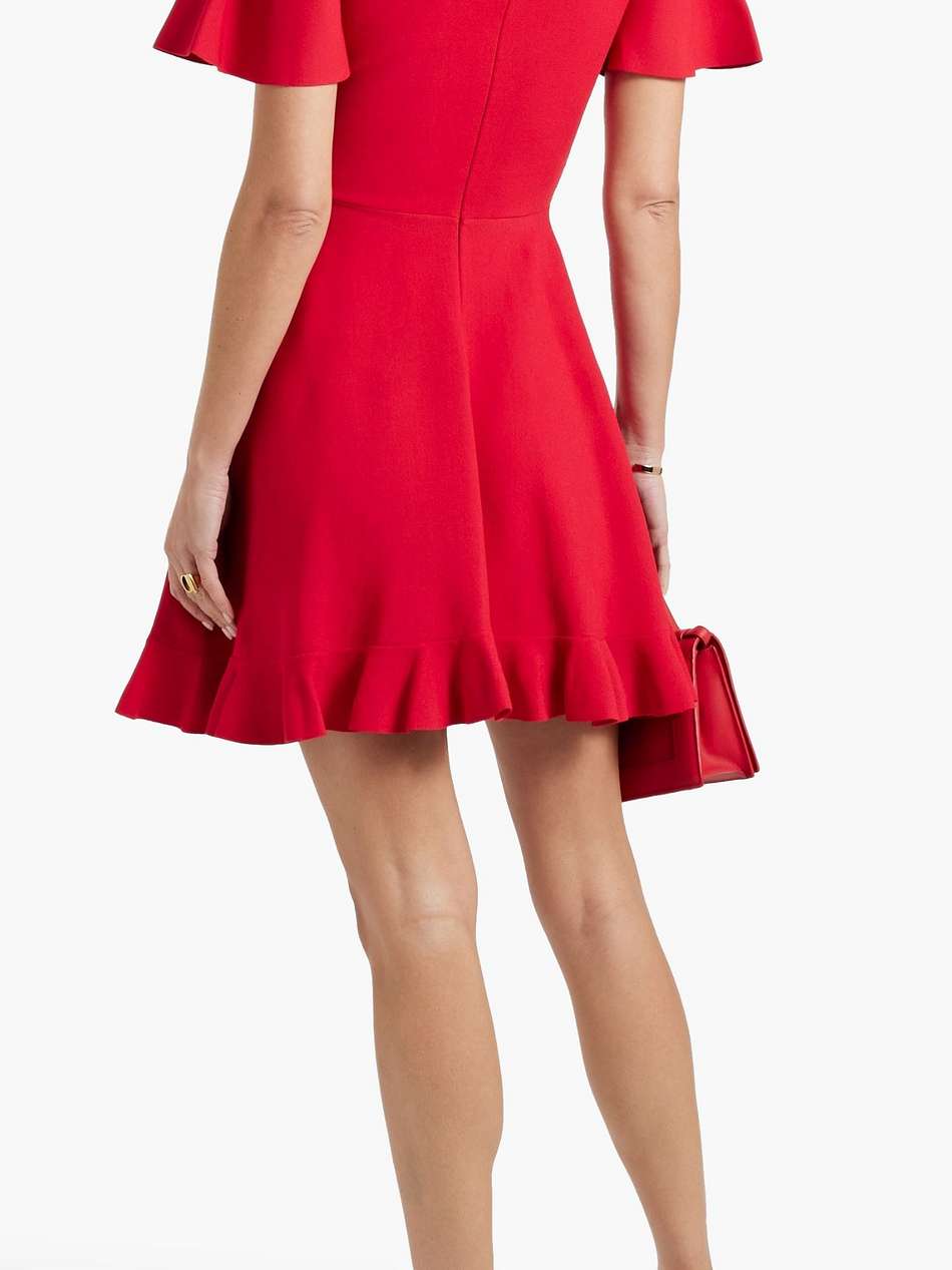 corded lace-paneled stretch-knit mini dress