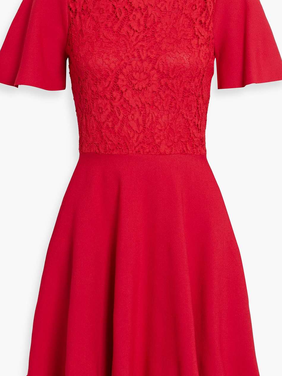 corded lace-paneled stretch-knit mini dress