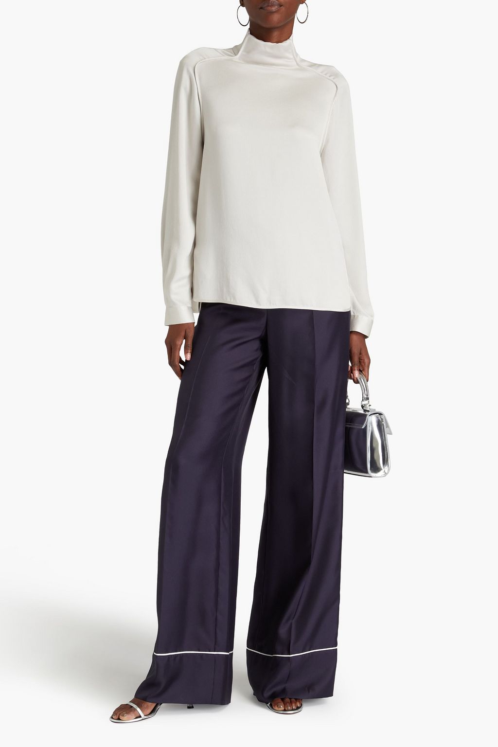 GIORGIO ARMANI Silk crepe de chine turtleneck top
