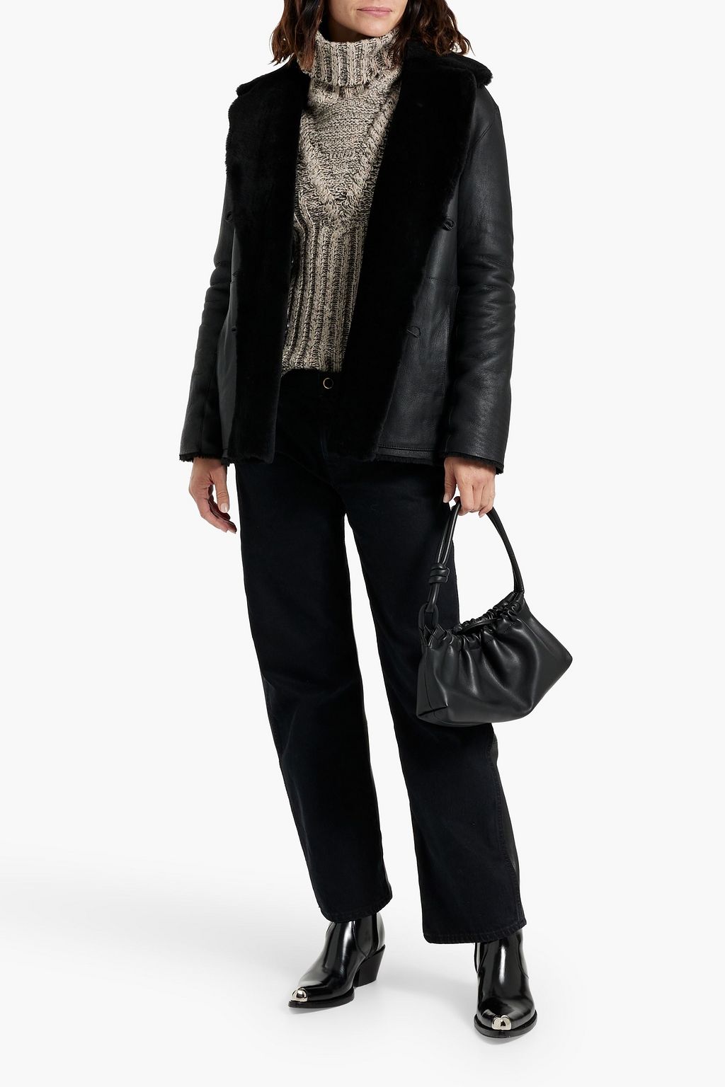 DOM GOOR Reversible double-breasted shearling coat
