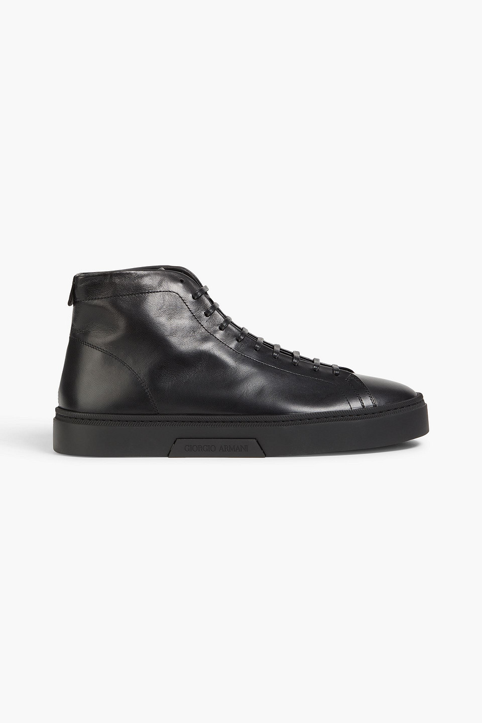 Giorgio Armani Leather High-top Trainers In Black