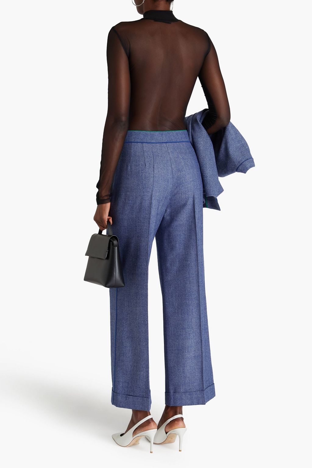 GIORGIO ARMANI Hose mit weitem Bein aus Twill aus einer Wollmischung