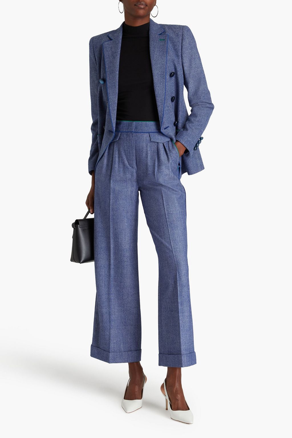 GIORGIO ARMANI Hose mit weitem Bein aus Twill aus einer Wollmischung