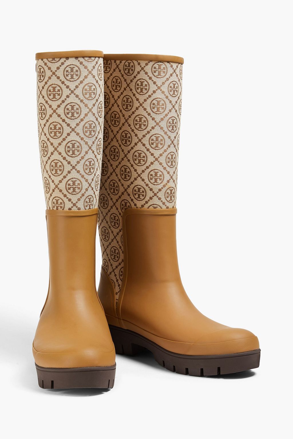 TORY BURCH 허리케인 자카드 & 고무 레인 부츠