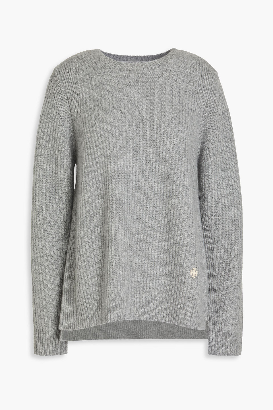 Tory Sport Ribbed Cashmere Jumper In Grey