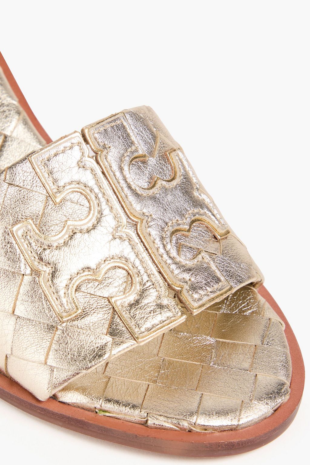 TORY BURCH Ines metallic braided leather mules