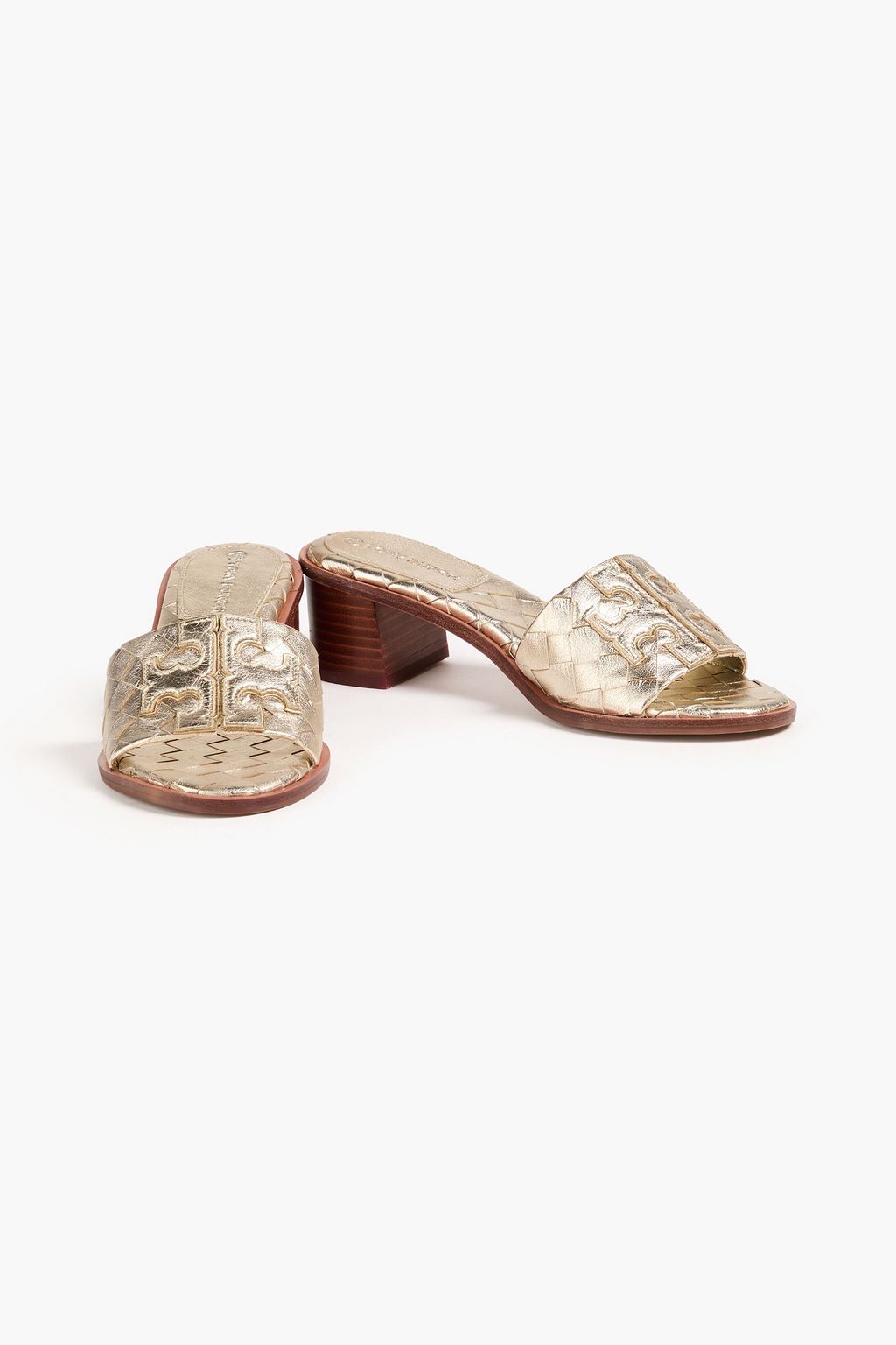 TORY BURCH Ines metallic braided leather mules