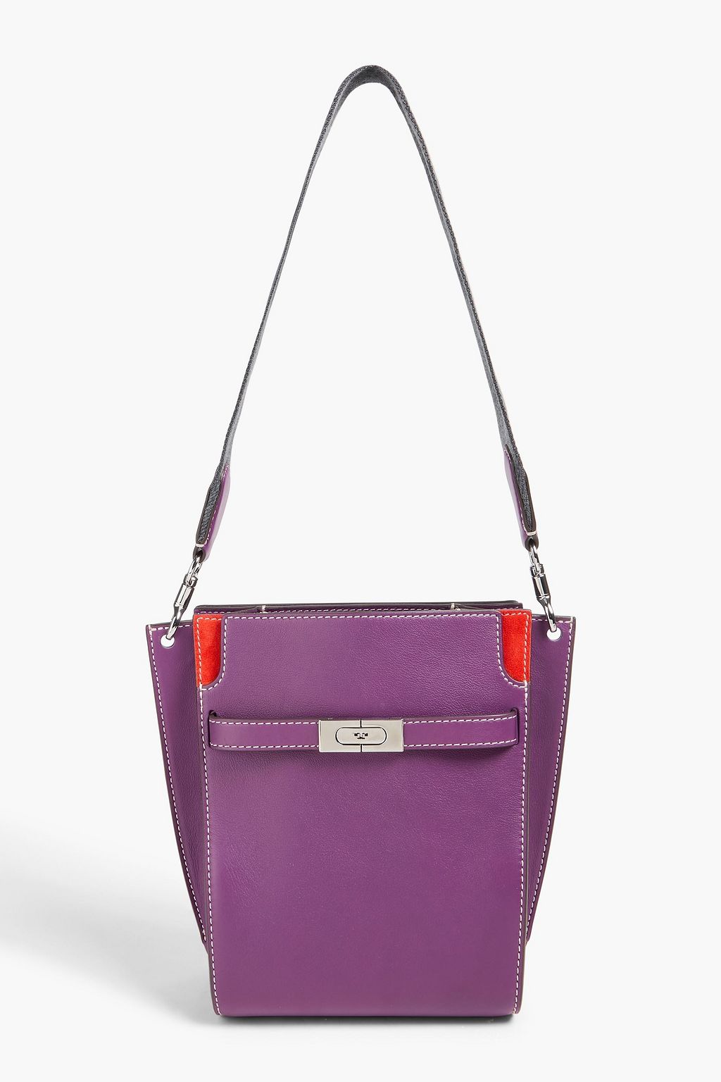 TORY BURCH 투톤 가죽 & 스웨이드 버킷 백